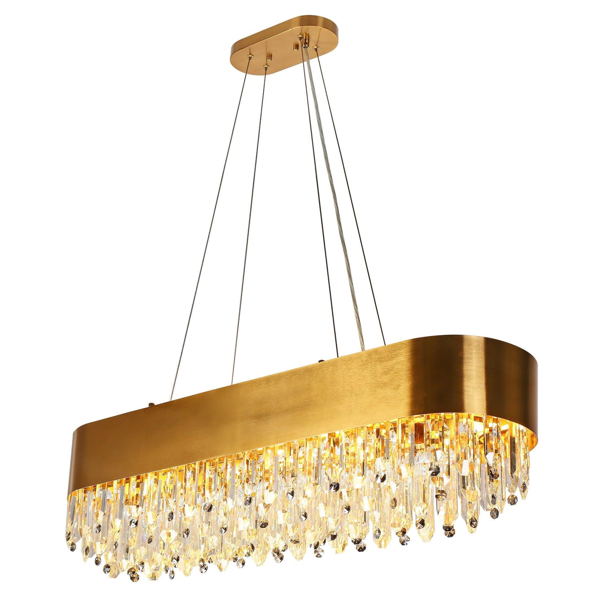 10-Light Gold Crystal Kitchen Island Chandeliers - Belles Lighting