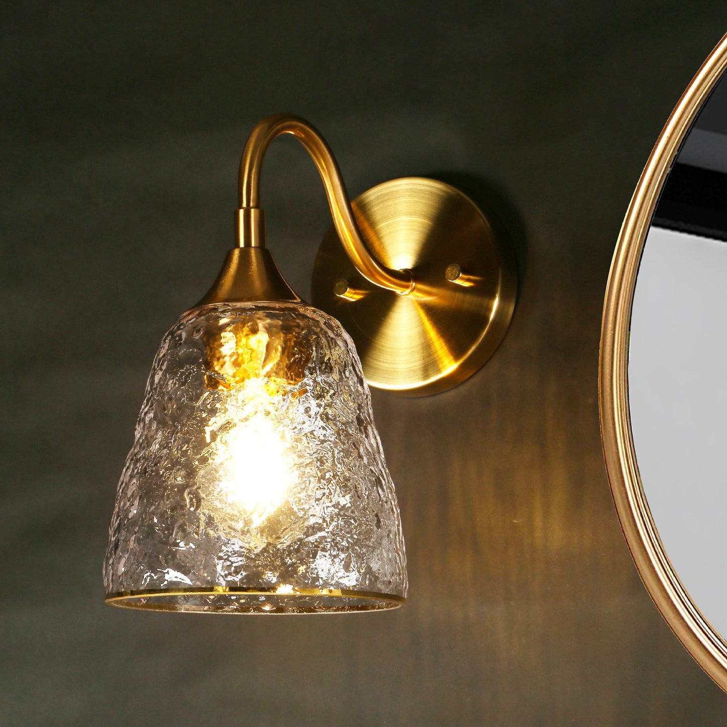 Dolohovstrout 1-Light Modern Gold Texture Glass  Wall Sconces