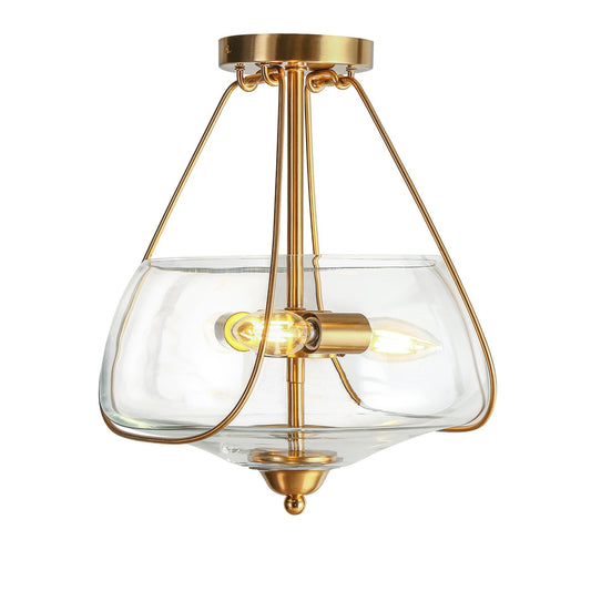 Jakobssen 3-Light Mini Brass Semi-Flush-Mount Light