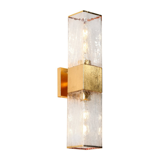 Moelleully 2-Light Modern Gold Leaf Crackle Glass Wall Sconces