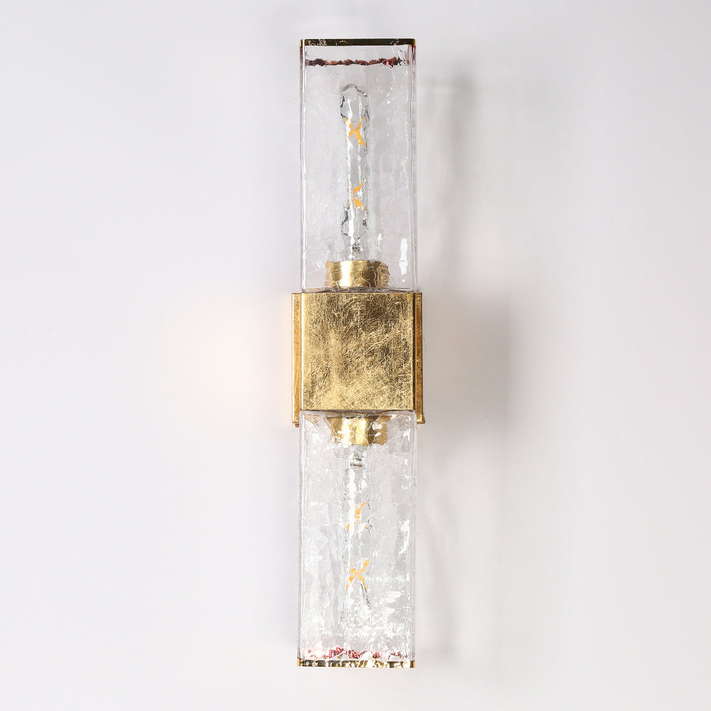 Moelleully 2-Light Modern Gold Leaf Crackle Glass Wall Sconces