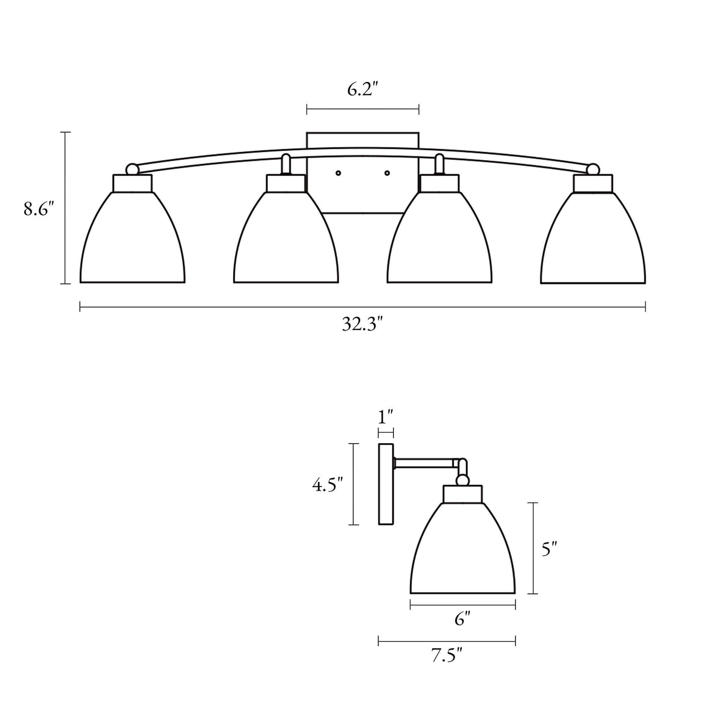 Modern 4-Light Black and Gold Vanity Light with Cone-shaped Clear Glass Shade