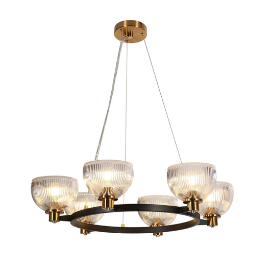 Towlnession 6-Light Large Black and Gold Chandelier