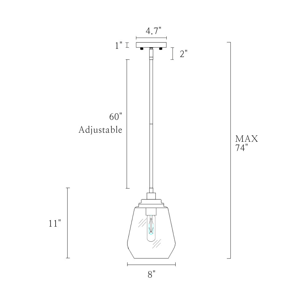 Ayenschek 1-Light 8" Brass Modern Glass Pendant Light Fixtures