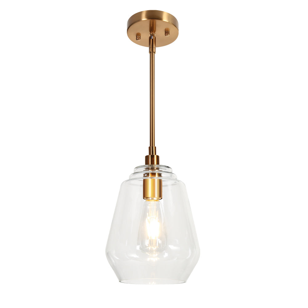 Ayenschek 1-Light 8" Brass Modern Glass Pendant Light Fixtures