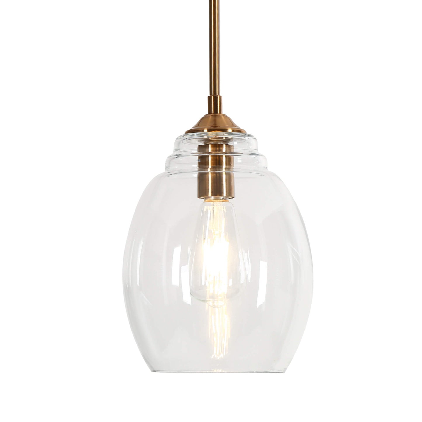 Modern 1-Light Brass Pendant Light with Clear Glass Shades