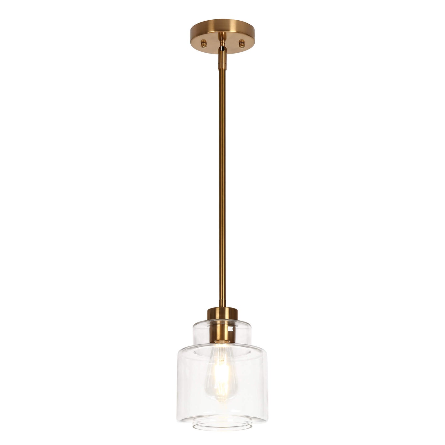 Modern Gold Pendant Light with Double Clear Glass Shades