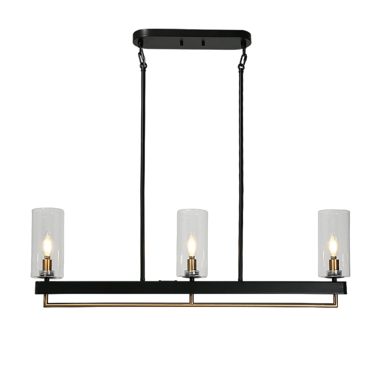 Yehudis 3-Light 29.5-in Black Modern Linear Glass Kitchen Island Light