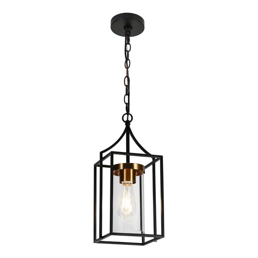 Gordios 1-Light 8" Black Modern Square Pendant Light Fixtures