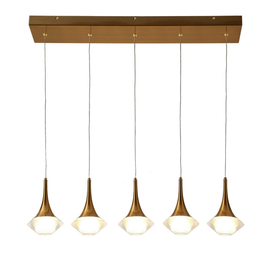 Gold Crystal LED Linear Kitchen Island Chandeliers - Belles Lighting