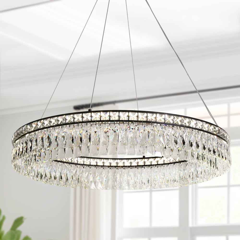 Ptolemile 1-Light Large Black Crystal LED Chandelier