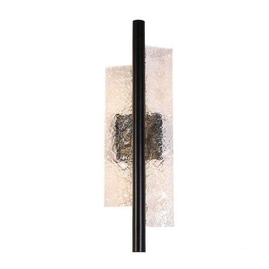 Modern Black 2-Light LED Wall Sconce with Textured Clear Acrylic Shade