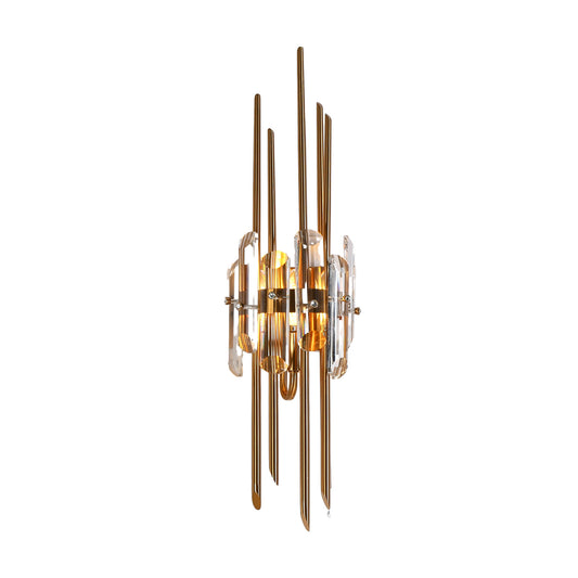 Modern 1-Light Antique Brass Crystal Wall Sconce