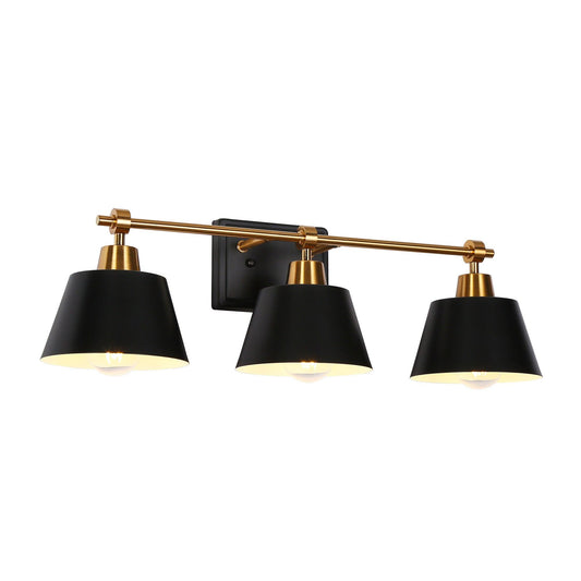 3-Light Black Gold Bath Vanity Lights Wall Lamps - Belles Lighting