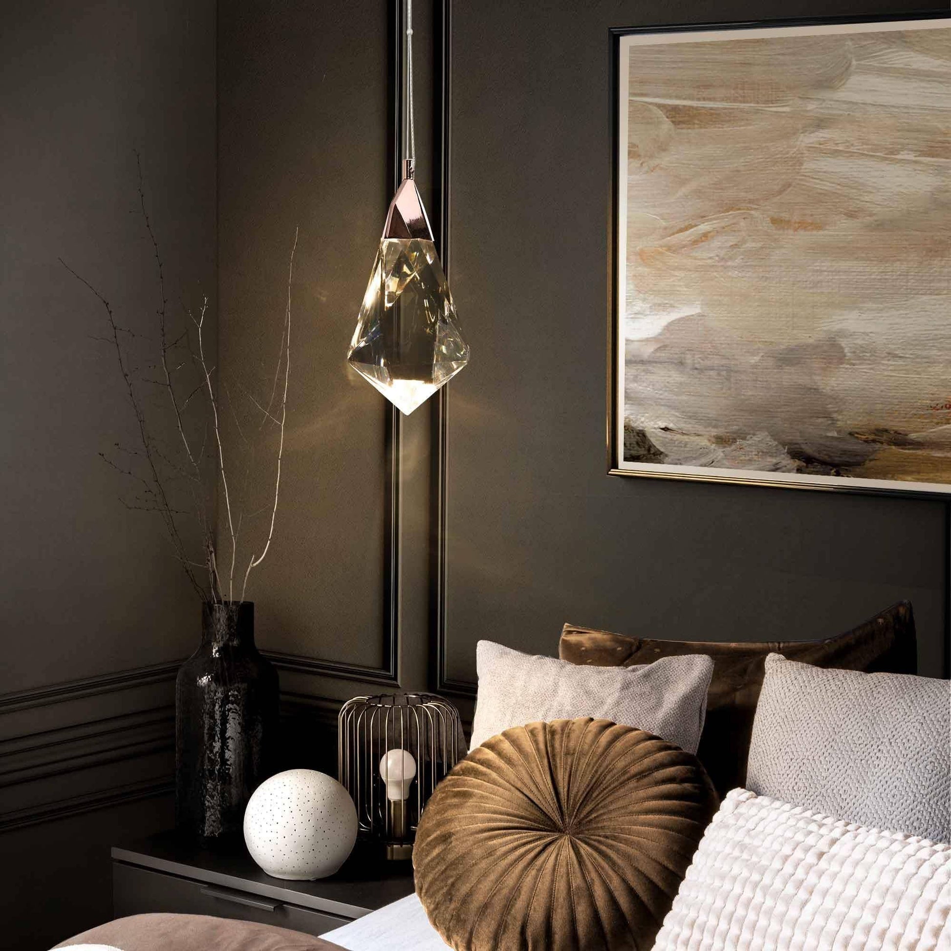 1-Light Crystal LED Pendant Lights - Belles Lighting