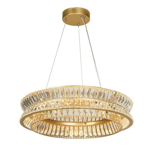 1-Light Medium Gold Crystal LED Chandelier