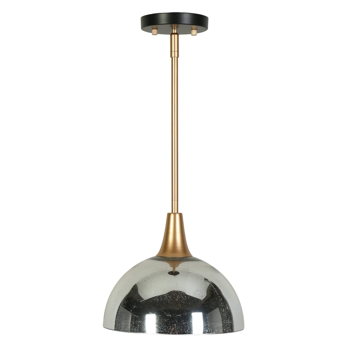 Modern 1-Light Gold Pendant Light with Mercury Glass Dome Shade