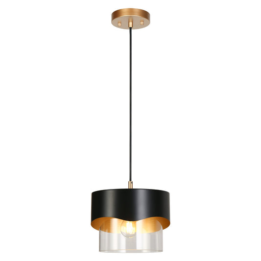 1-Light 10" Black Modern Cylinder Pendant Light Fixtures