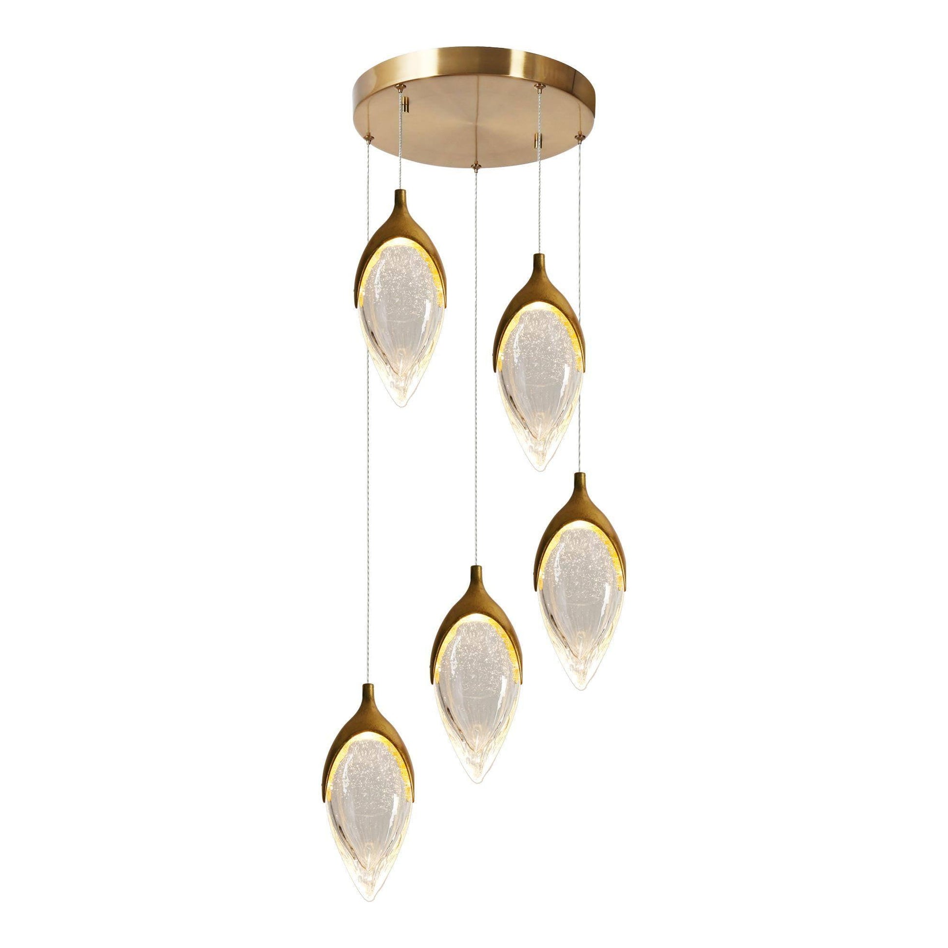 5-Light Cluster Gold LED Chandeliers Island Lights - Belles Lighting