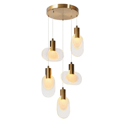 5-Light Cluster Gold LED Chandeliers Island Lights - Belles Lighting