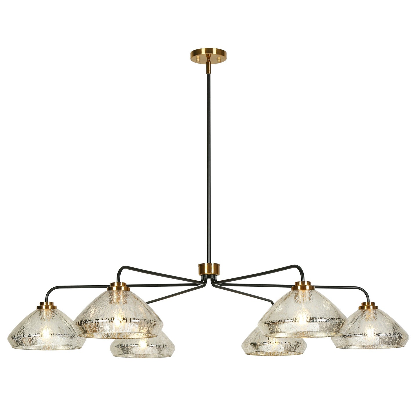 6-Light Oversized Black and Brass Chandelier  | LNC