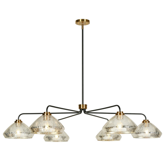 6-Light Oversized Black and Brass Chandelier  | LNC