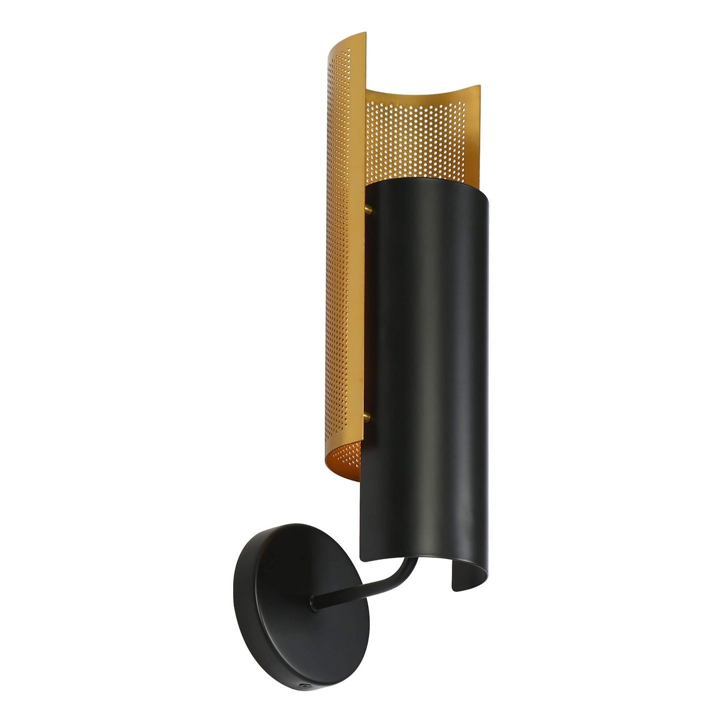 Modern Black and Gold Wall Light Sconce with Perforated Accent