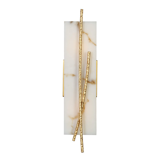 Modern Gold 2-Light Wall Sconce with Imitation Marble Shade