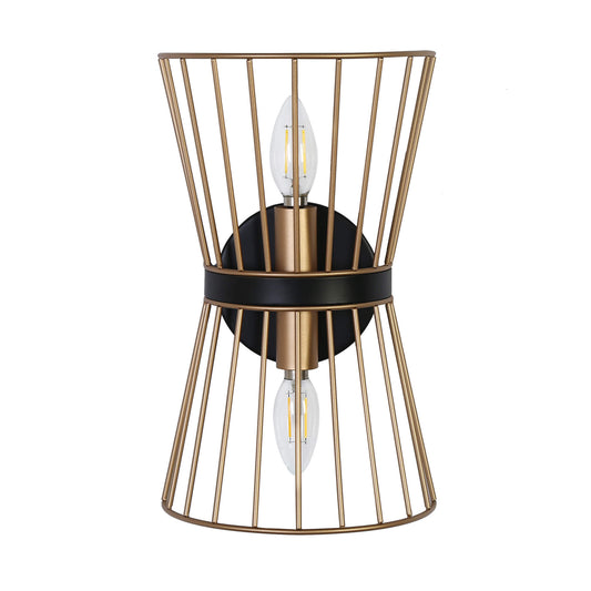 Modern Gold 2-Light Black and Gold Sleek Line Wall Sconce