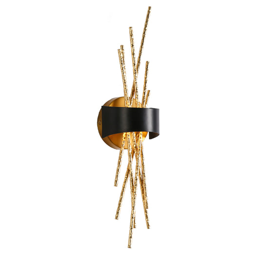 Modern 1-Light LED Gold Leaf and Black Metal Wall Sconce