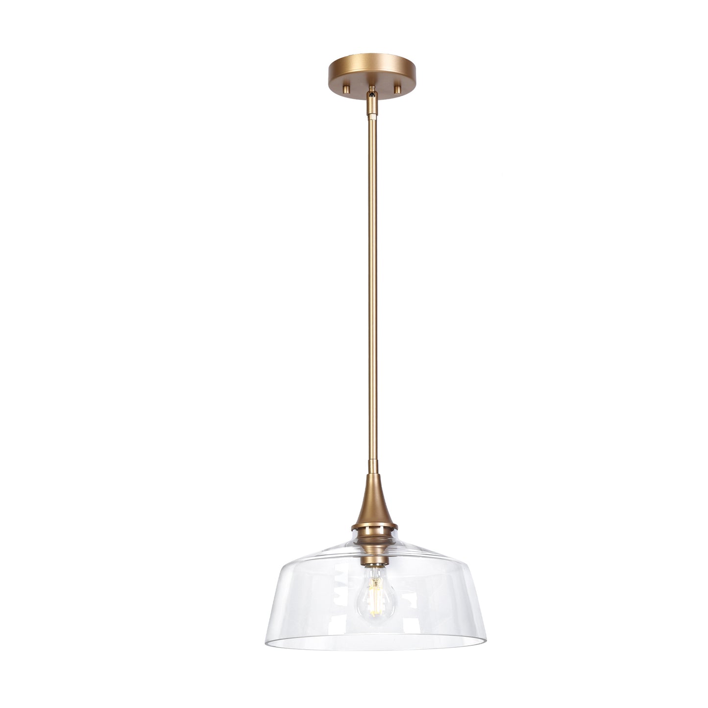 Modern 1-Light Clear Glass Gold Brass Pendant Light