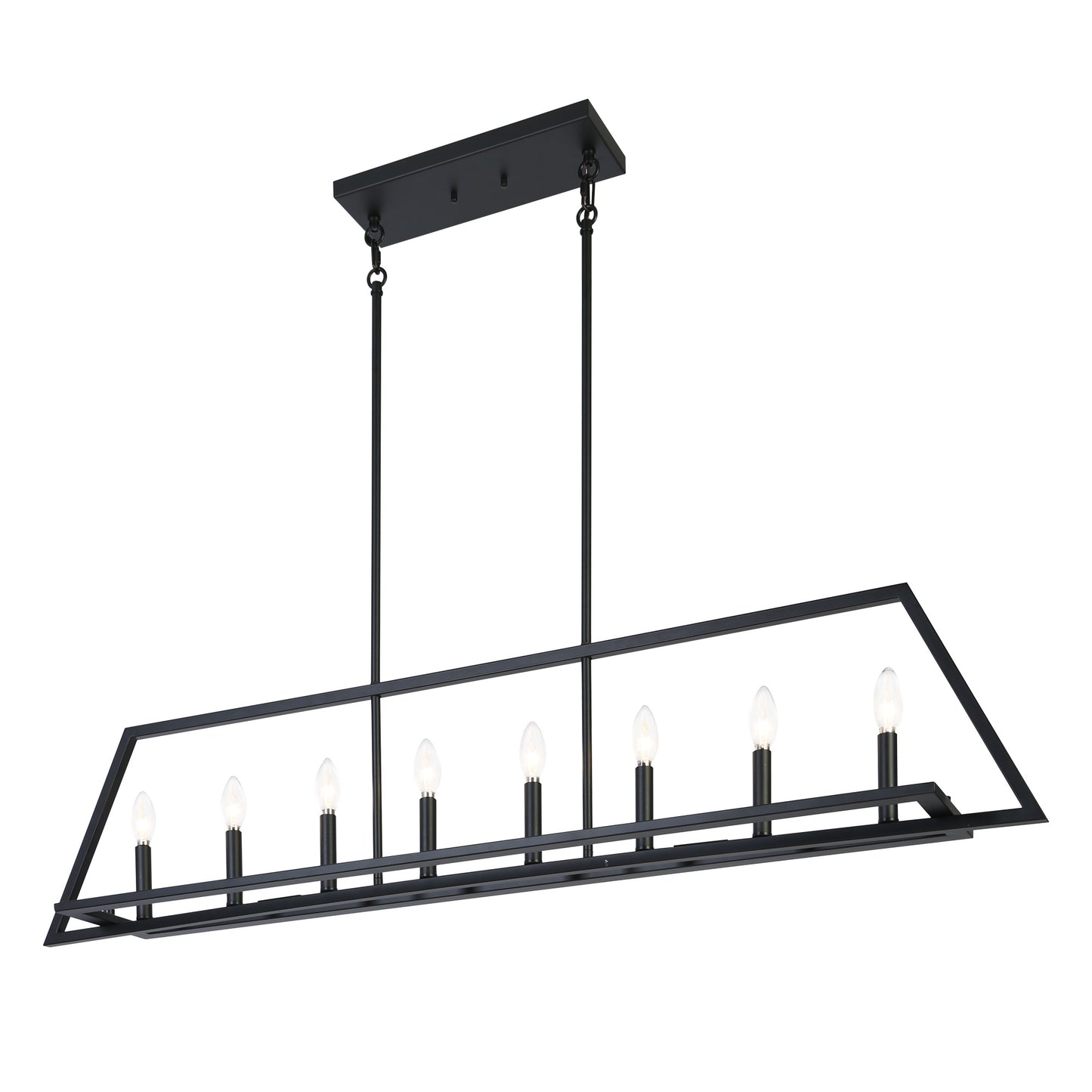 Modern 8-Light Linear Black Island Lights Chandeliers