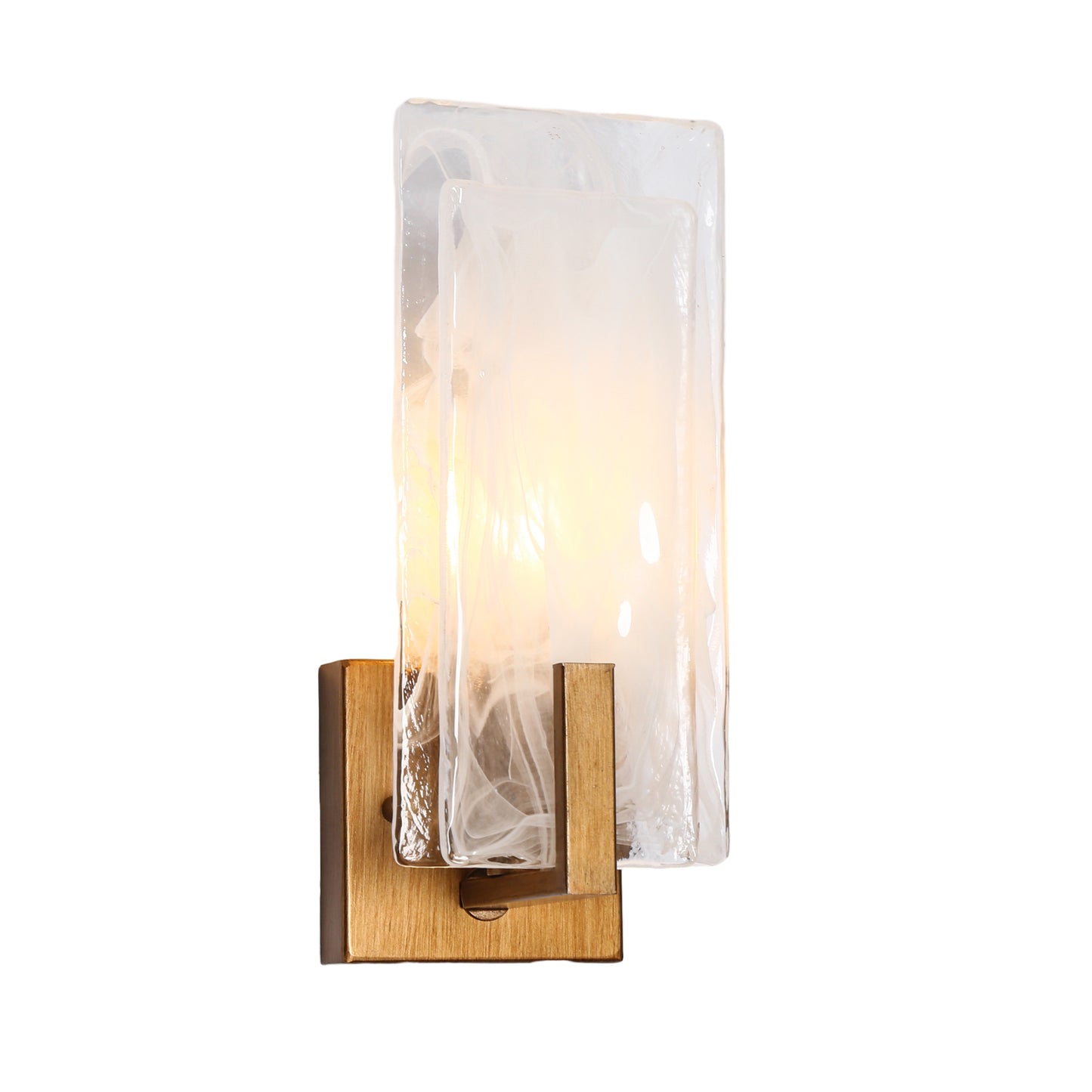 Modern 1-Light Antique Gold Glass Wall Sconce