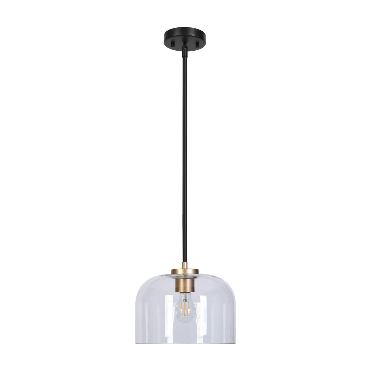 Modern 1-Light Black and Gold Pendant Light with Large Opening