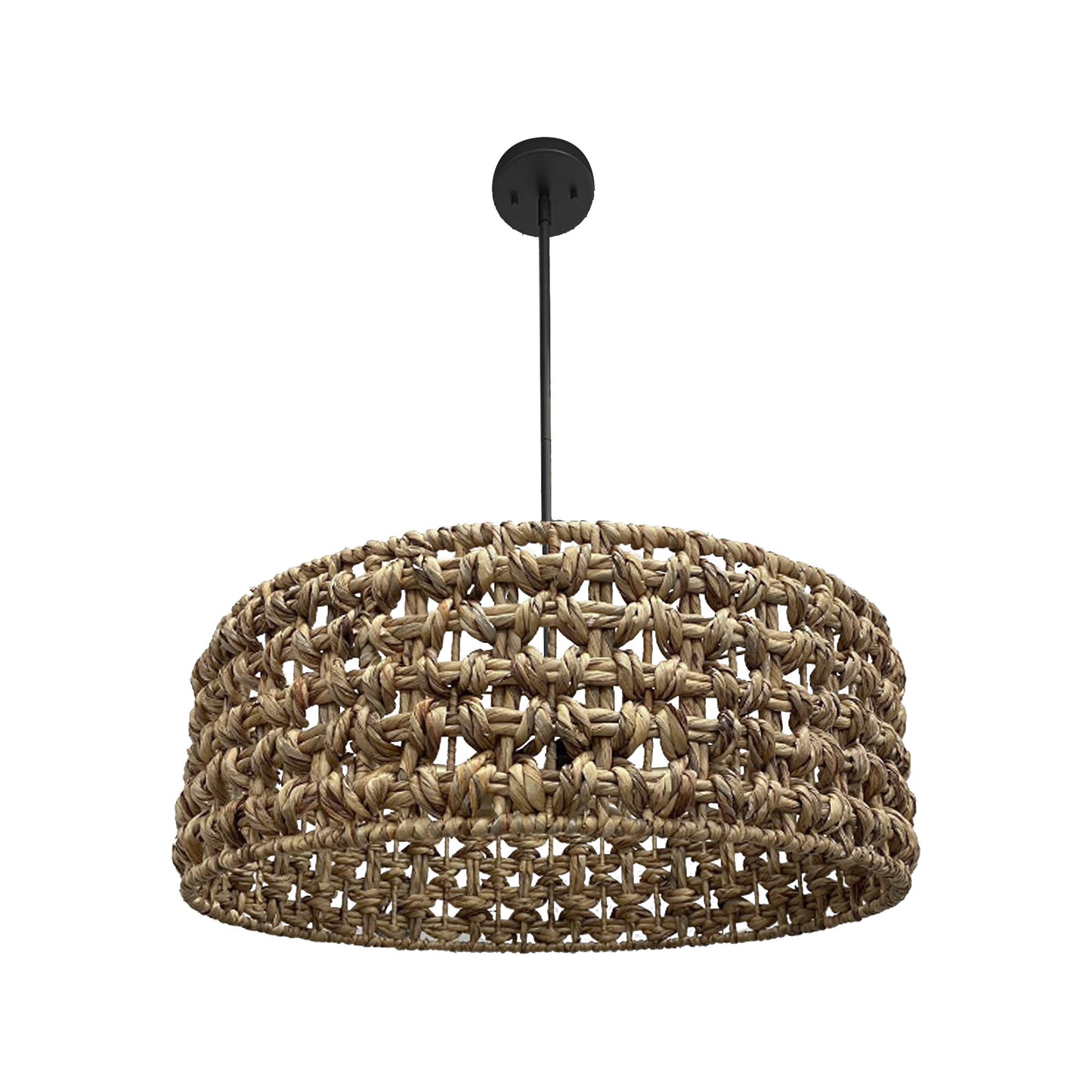 Boho 5-Light Brown Woven Rattan Drum Chandelier