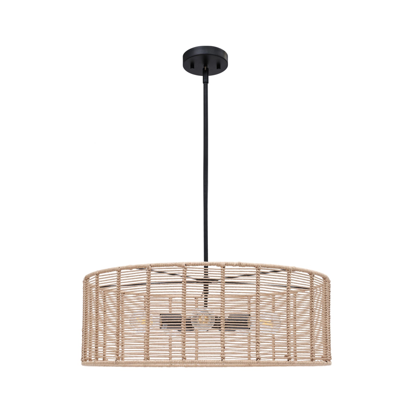 Boho 5-Light Woven Rattan Drum Chandelier