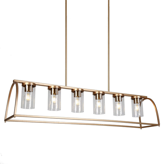 Modern 6-Light Gold Linear Island Light Chandelier