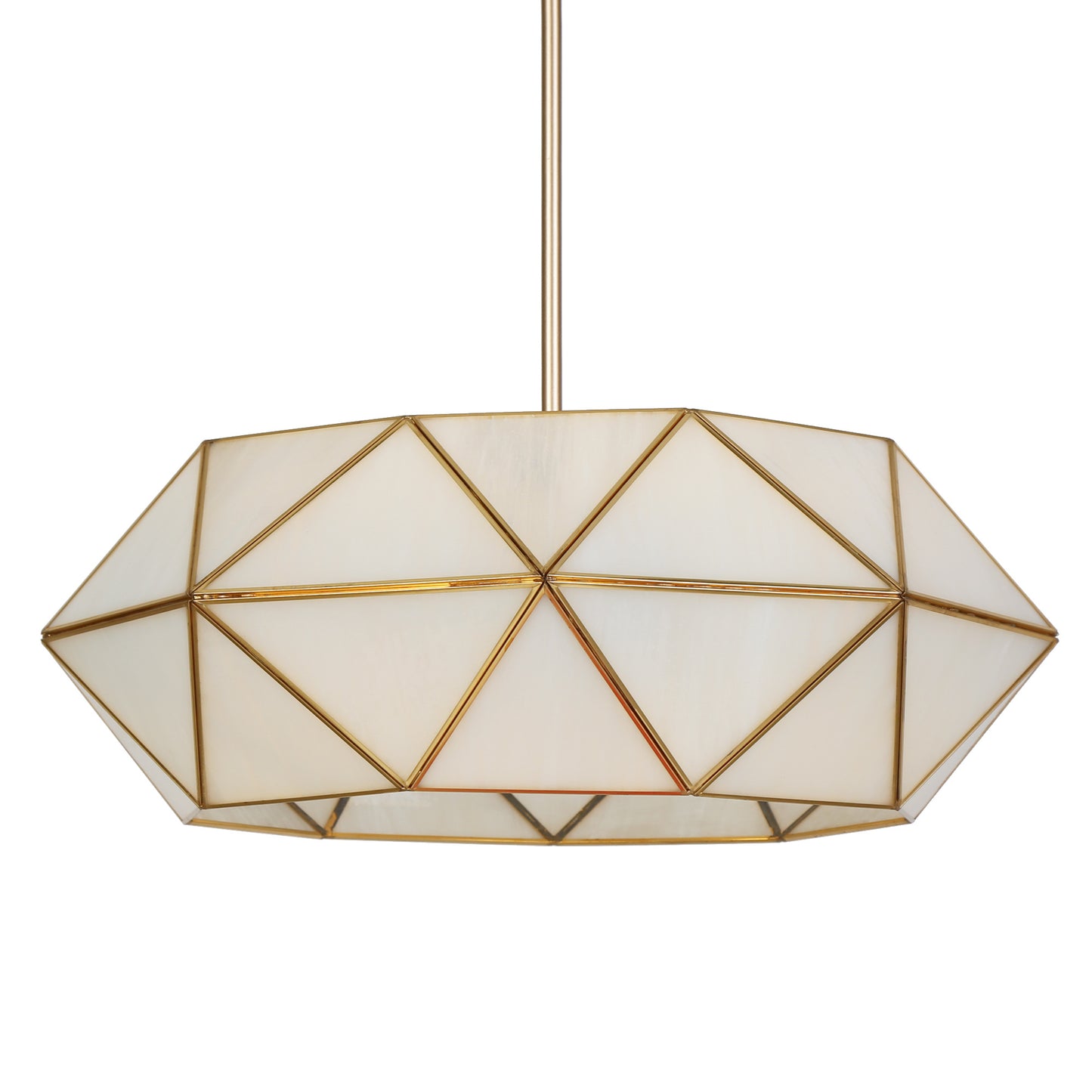 Modern 5-Light Gold Geometric Drum Frosted Glass Chandelier