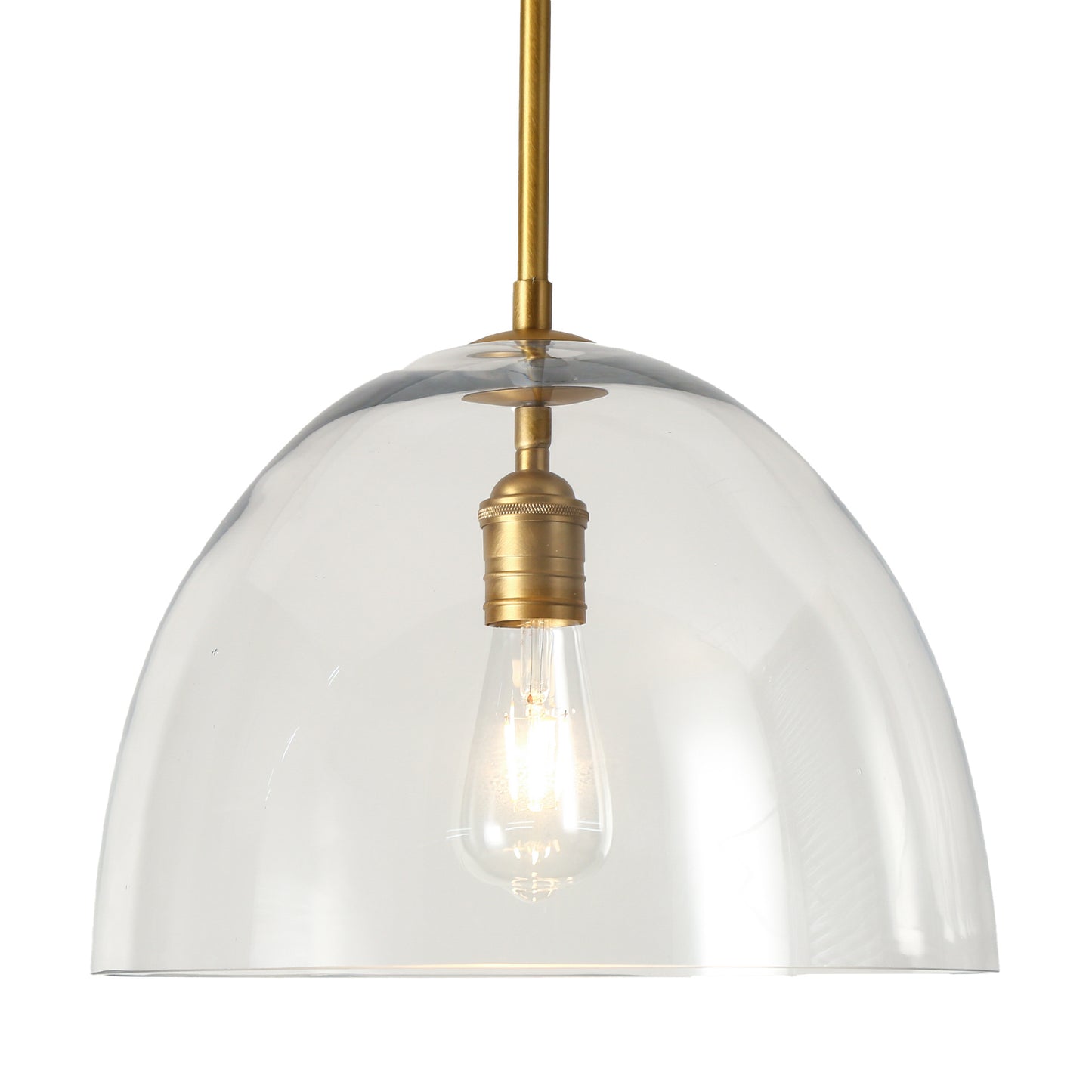 Modern 1-Light Gold Pendant Light with Clear Dome Glass Shade