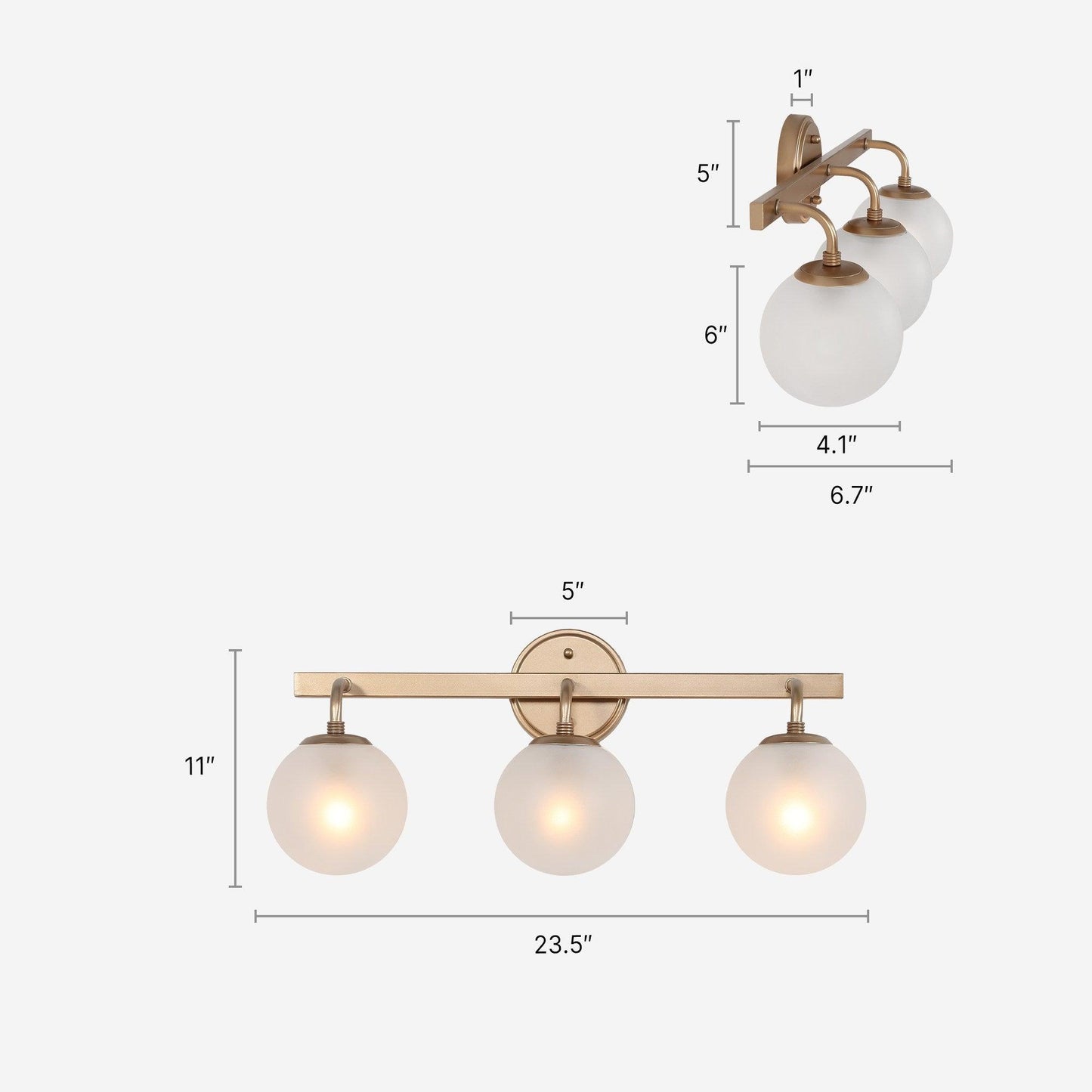 3-Light Wall Lamp with Frosted Glass Shade - Belles Lighting