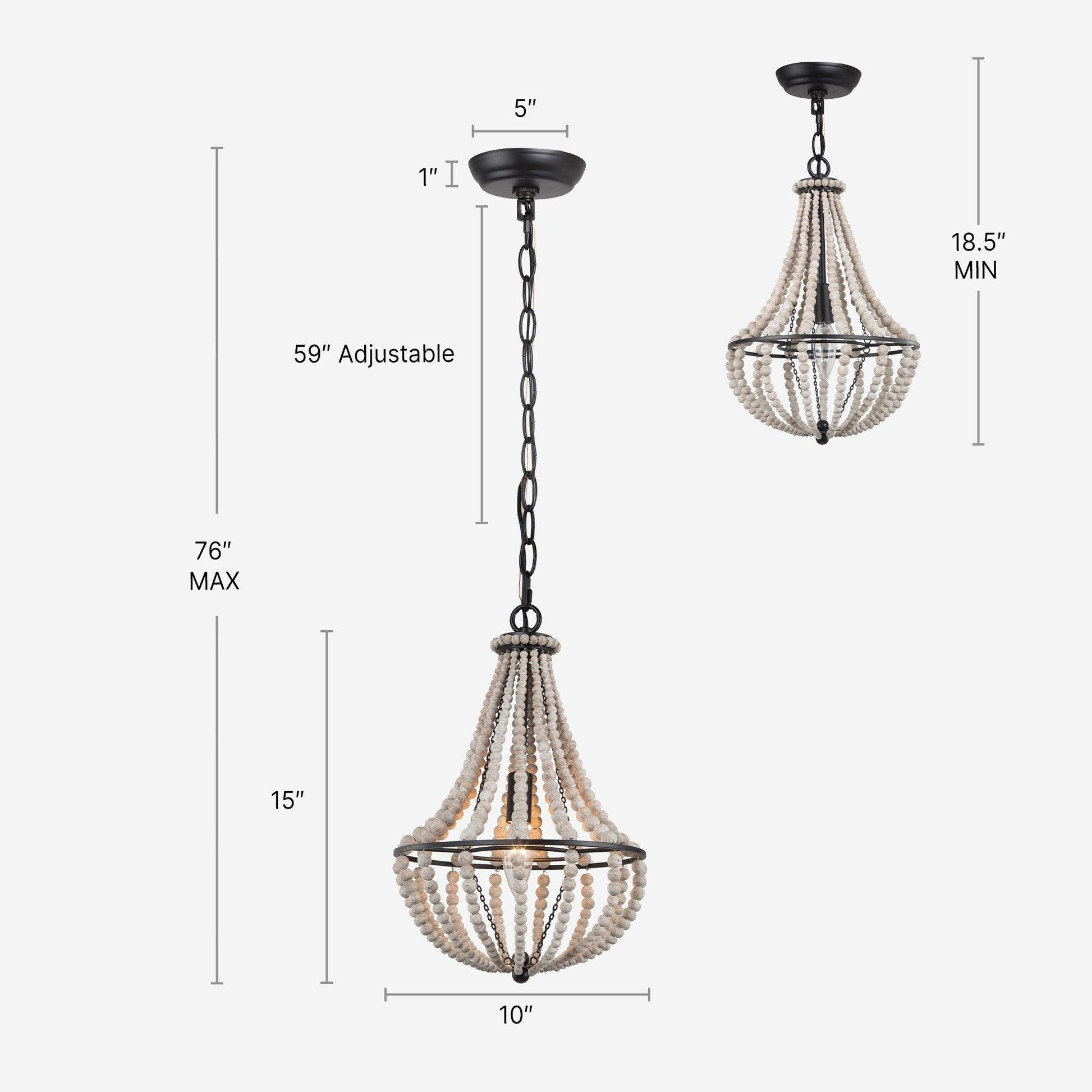 1-Light Wood Beaded Mini Chandeliers - Belles Lighting