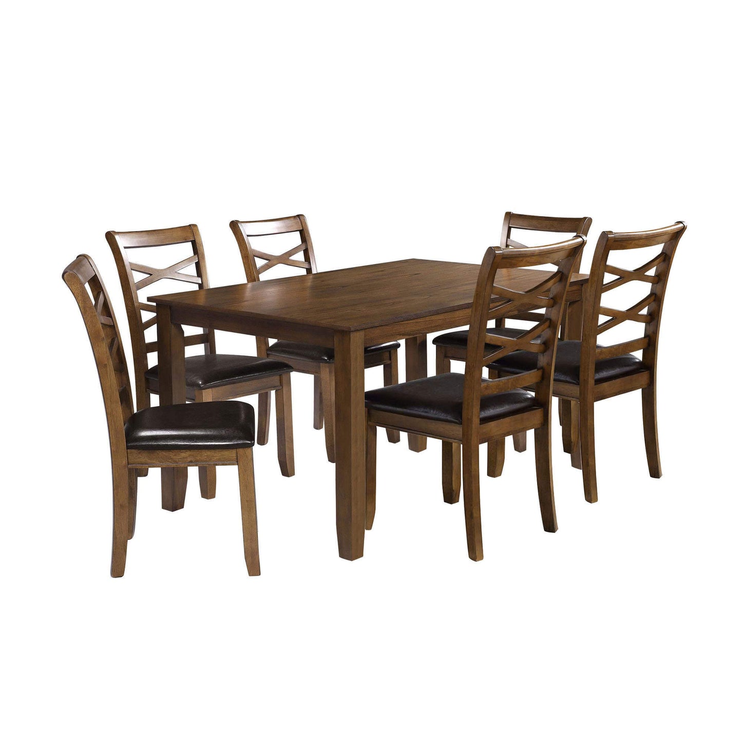 Rustic 7-Piece Dining Set with Wooden Table and Ladder-Back Chairs