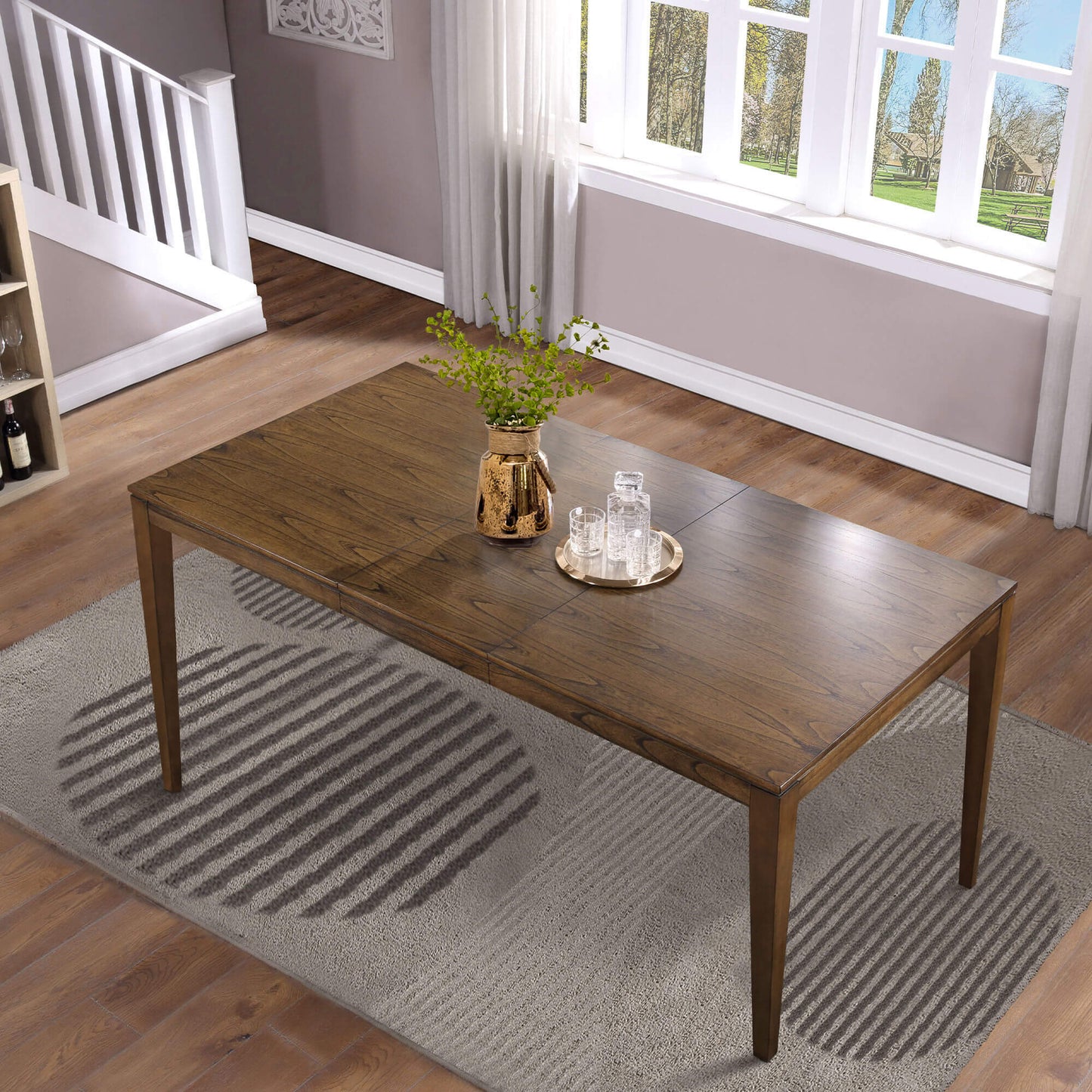 Rustic Wooden Dining Table with Extendable Design