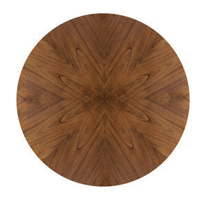 Mid-Century Round Wooden Dining Table with Walnut Finish