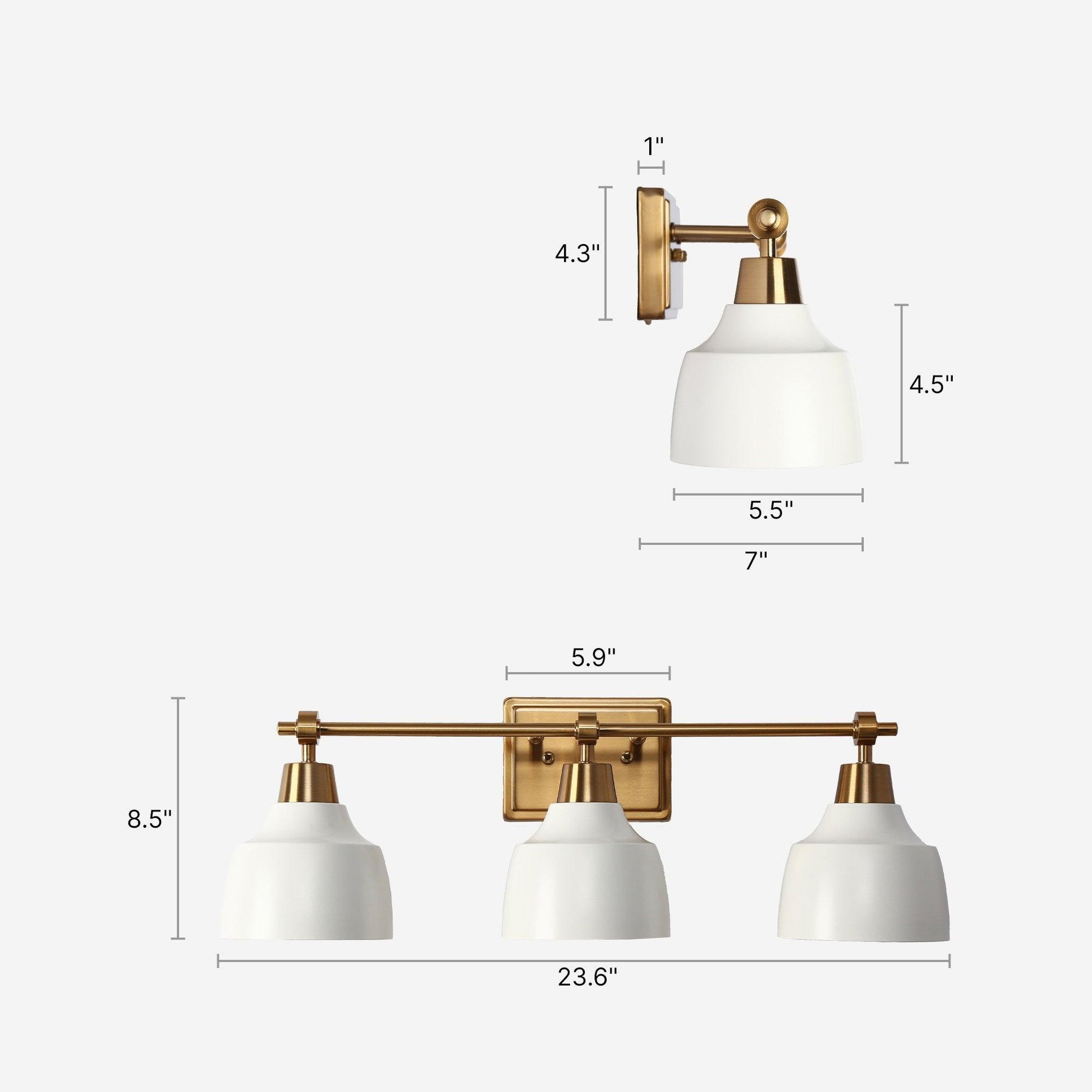 3-Light White Bath Vanity Lights Wall Lamps - Belles Lighting