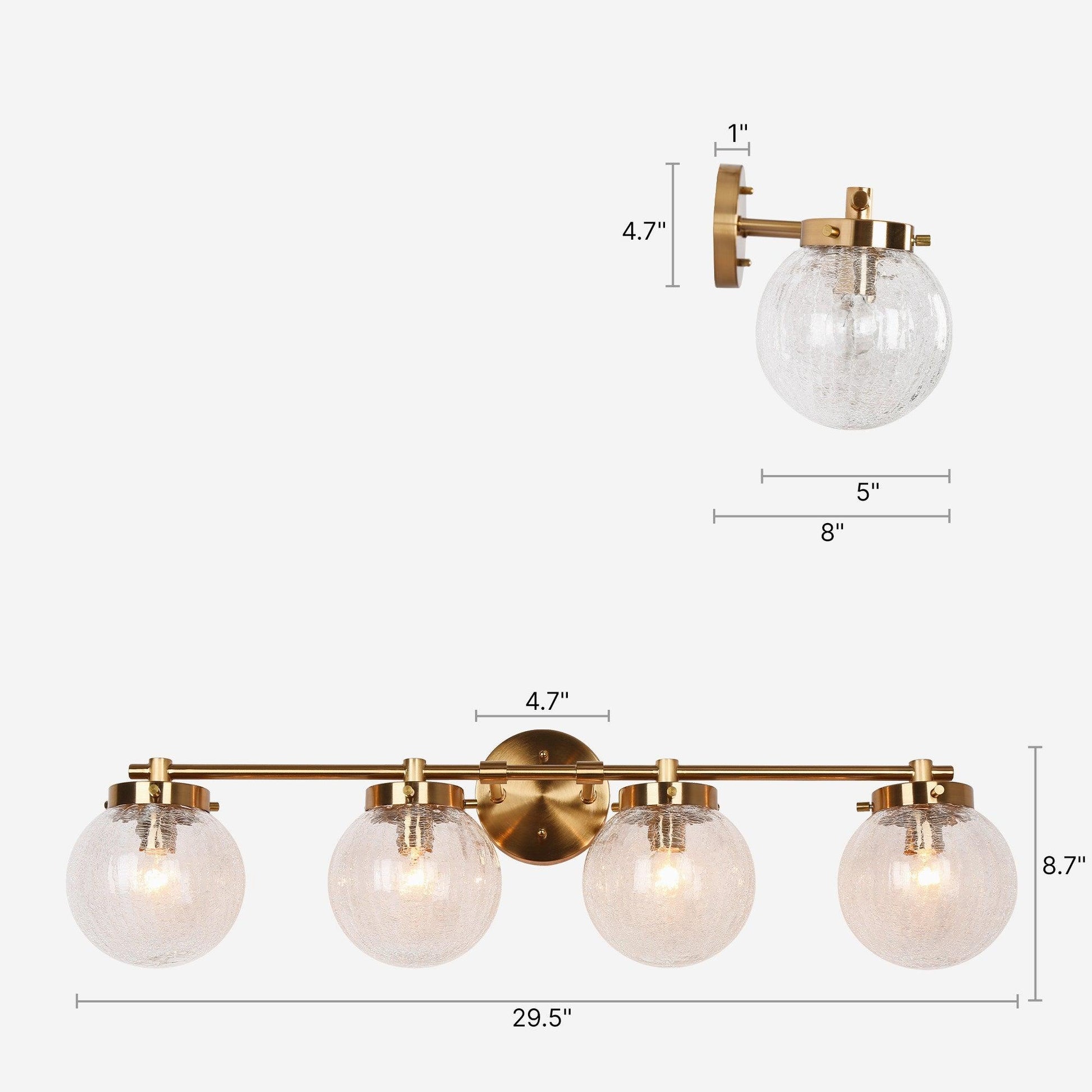 4-Light Gold Cracked Glass Bath Vanity Light - Belles Lighting