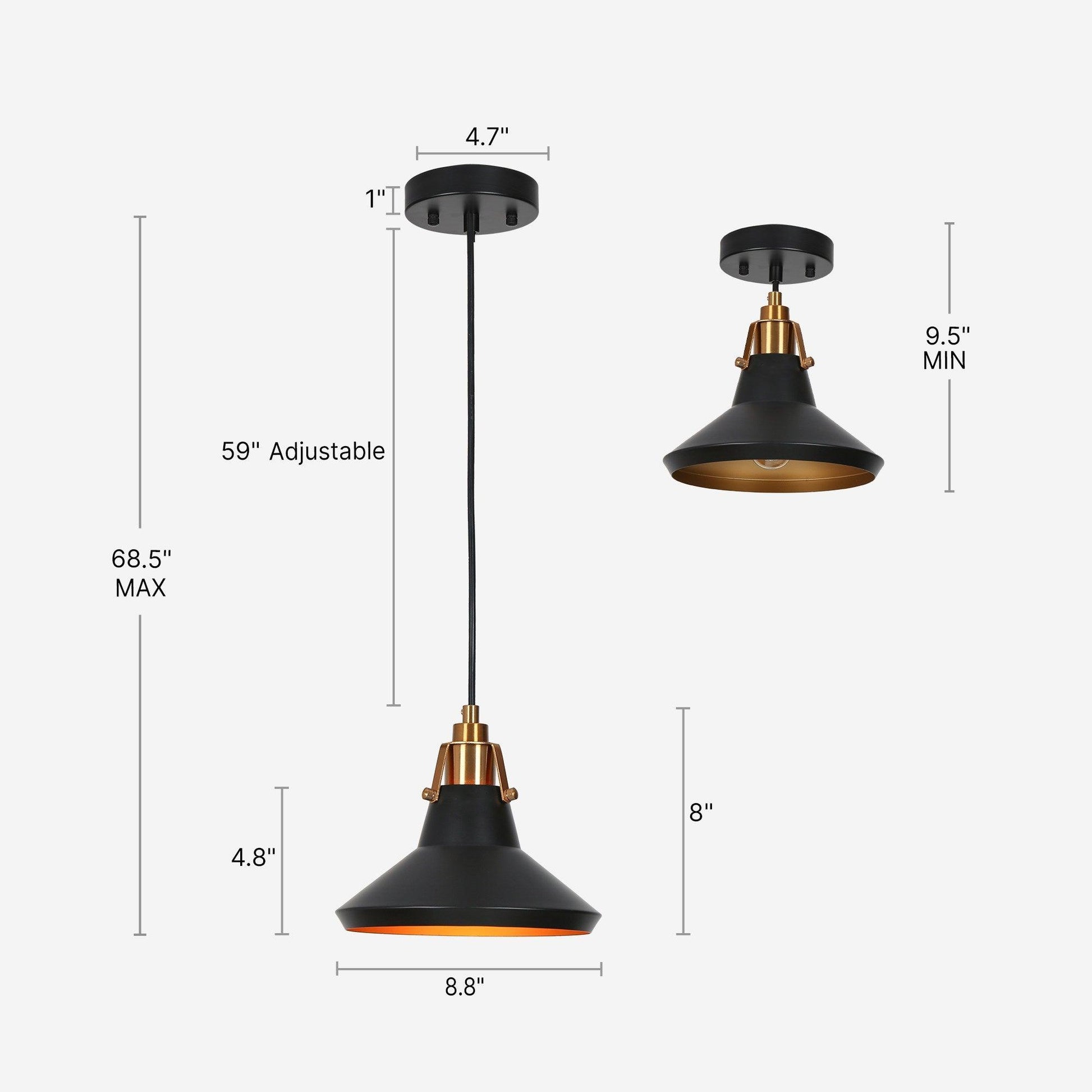 1-Light Modern Black Pendant Lights - Belles Lighting