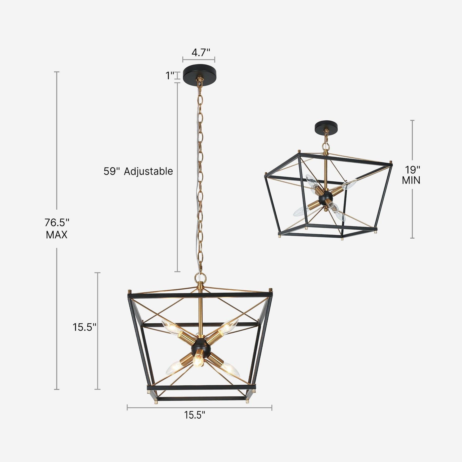 6-Light Black Gold Sputnik Chandeliers - Belles Lighting