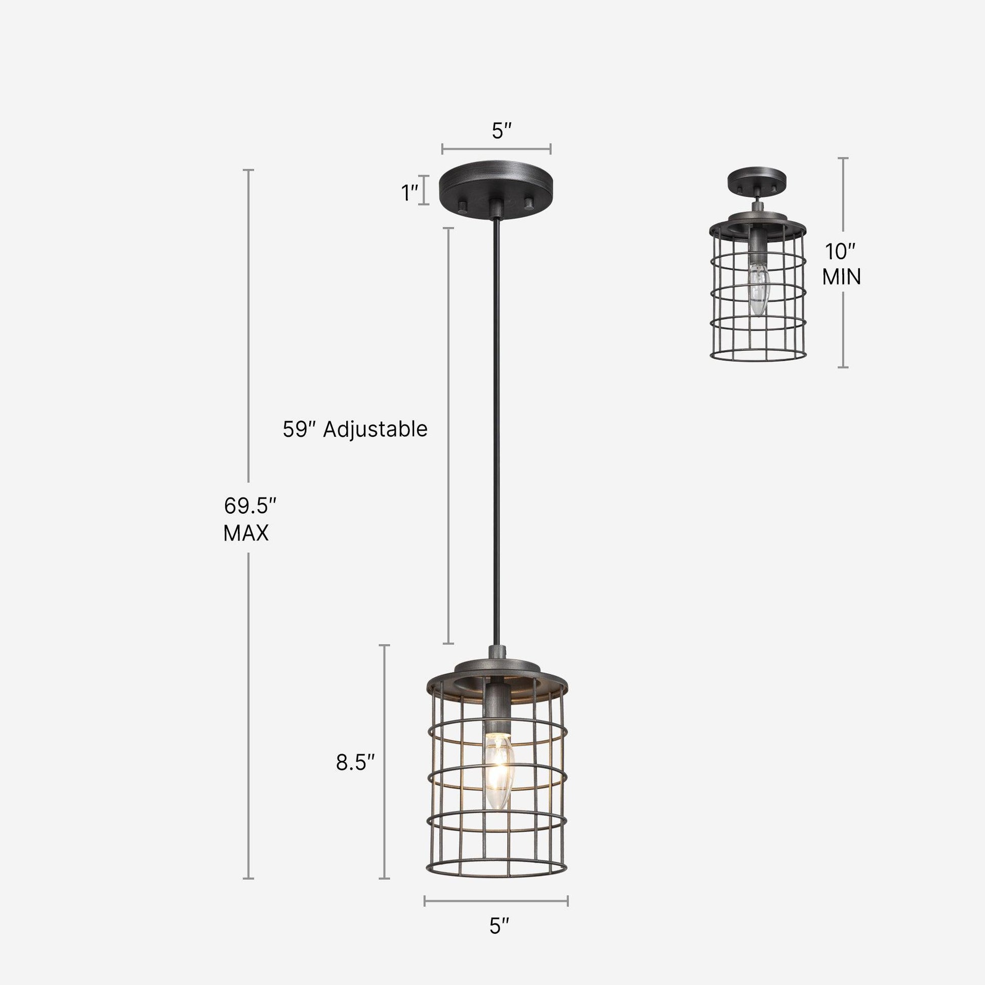 1-Light Cage Pendant Light - Belles Lighting