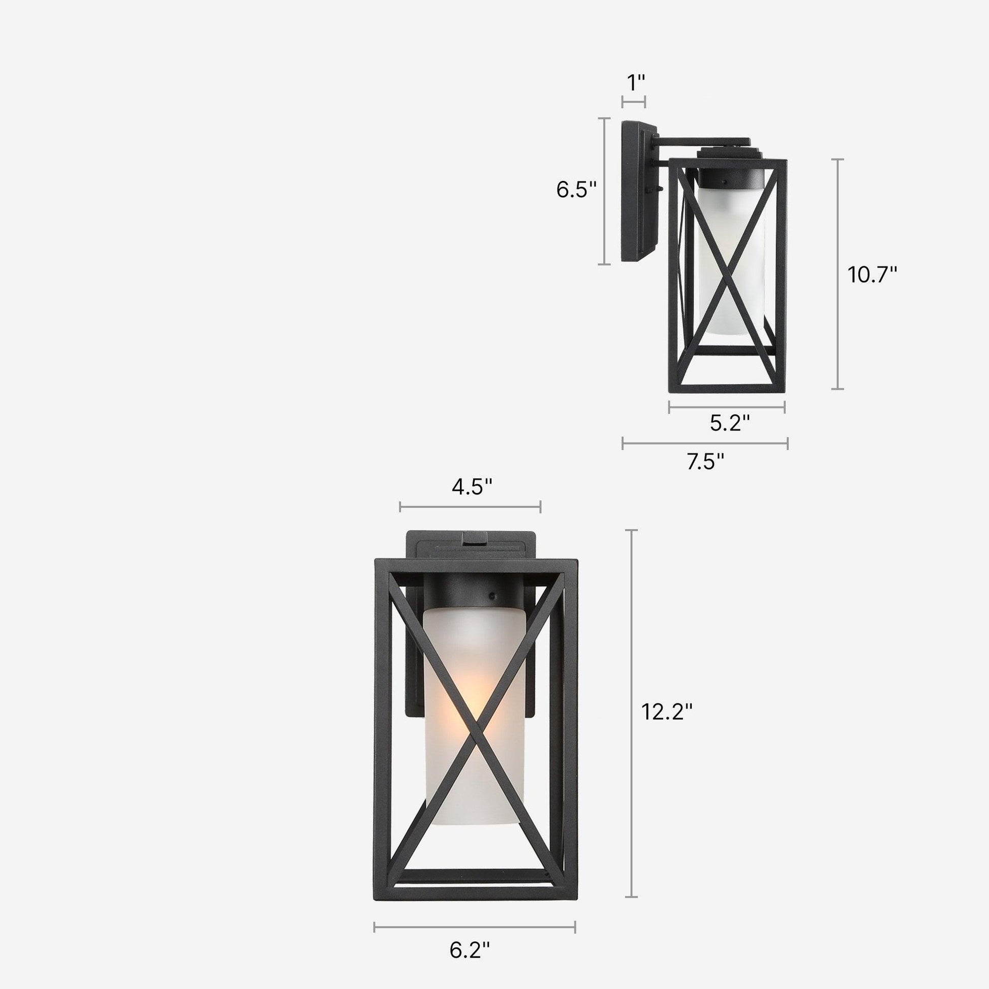 1-Light Outdoor Lantern Wall Light with Frosted Glass - Belles Lighting